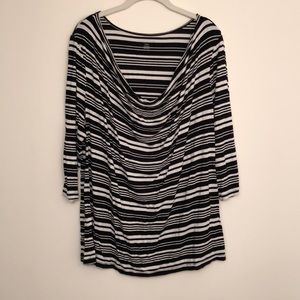 Black and White Striped Shirt - Plus Size
